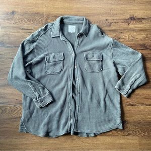 Aerie gray lumberjane oversized waffle button up